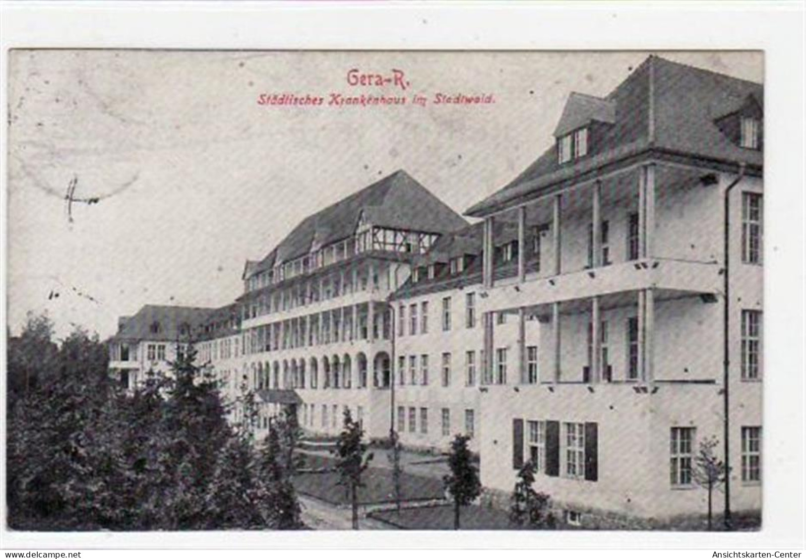 39014905 - Gera Mit Staedtischem Krankenhaus Im Stadtwald Gelaufen Von 1930. Leichter Stempeldurchdruck, Vorder- Und Ru - Gera