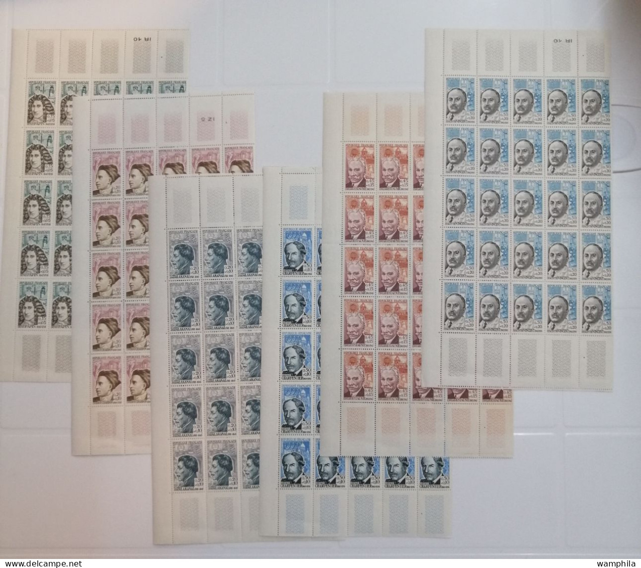 France 1962/70 Feuilles. Célébrités Françaises, Tableaux, Philatec, ...  717 Cote €. - Feuilles Complètes