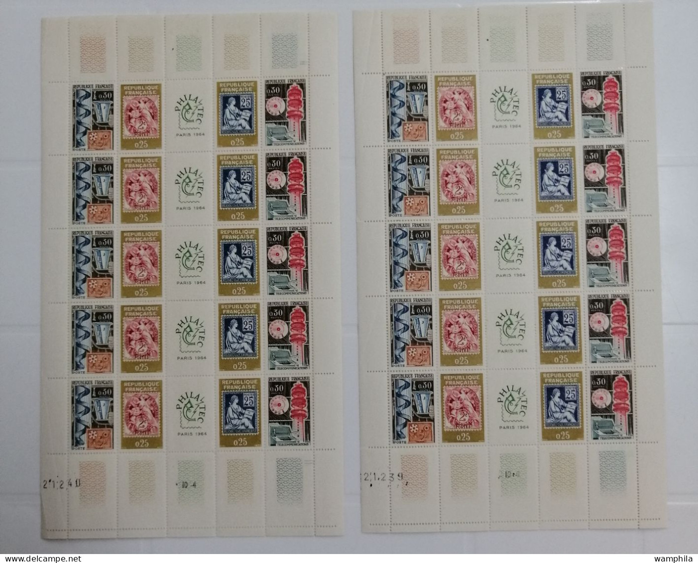 France 1962/70 feuilles. Célébrités françaises, tableaux, Philatec, ...  717 Cote €.