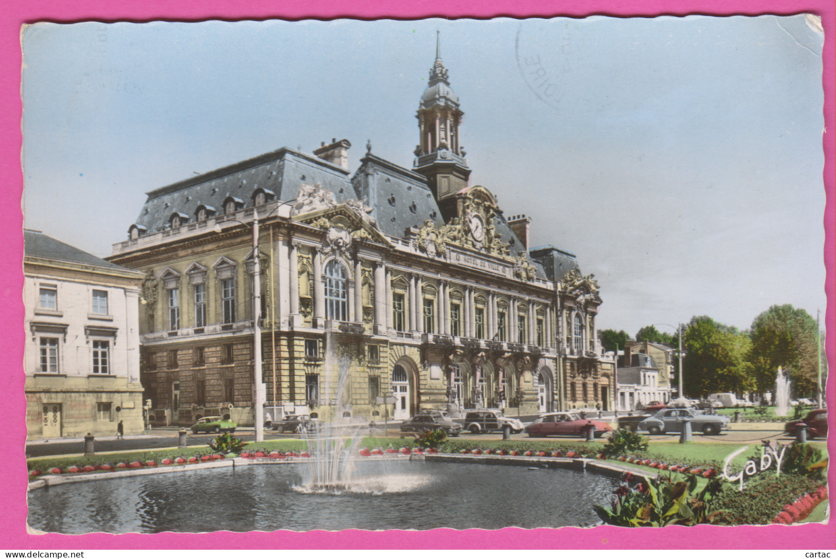 D37 - TOURS - L'HÔTEL DE VILLE ET LA PLACE FLEURIE - Citroën D.S. Etc... - CPM Dentelée Colorisée Petit Format  - Tours