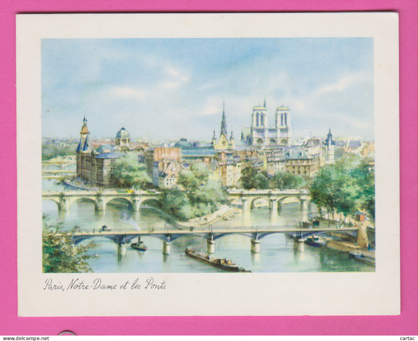 D75 - PARIS - NOTRE DAME ET LES PONTS -Mini Carte Double Dimensions Carte Fermée : 115 Mmx 90mm - Ouverte : 230mm X 90mm - Die Seine Und Ihre Ufer