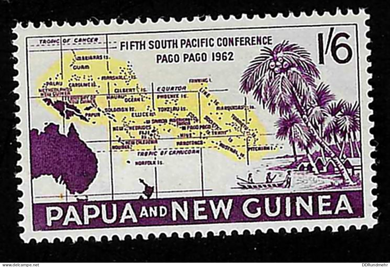 1962 Map  Michel PG 44 Stamp Number PG 168 Yvert Et Tellier PG 48 Stanley Gibbons PG 37 X MH - Papoea-Nieuw-Guinea