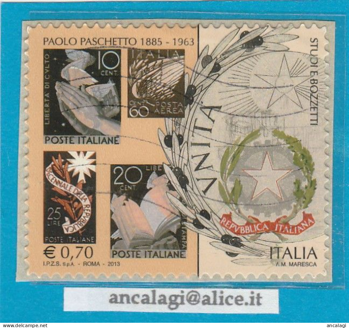 USATI ITALIA 2013 - Ref.1235 "PAOLO PASCHETTO" 1 Val. - - 2011-20: Usados