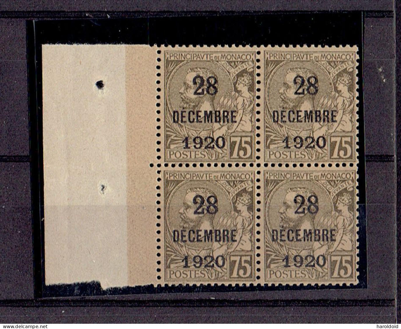 MONACO - N°49 ** - BORD DE FEUILLE - BLOC DE 4 - TTB - Unused Stamps