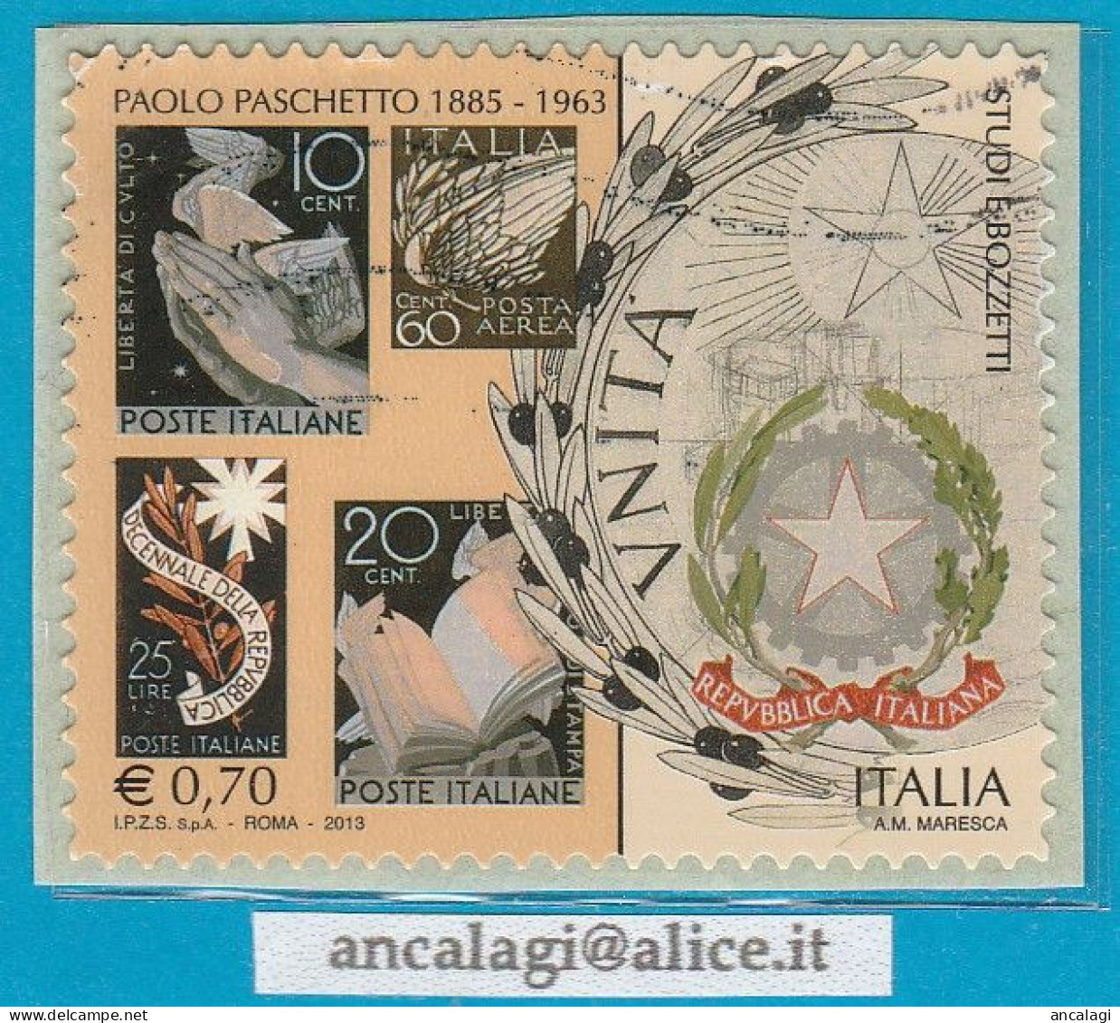 USATI ITALIA 2013 - Ref.1235A "PAOLO PASCHETTO" 1 Val. - - 2011-20: Usati