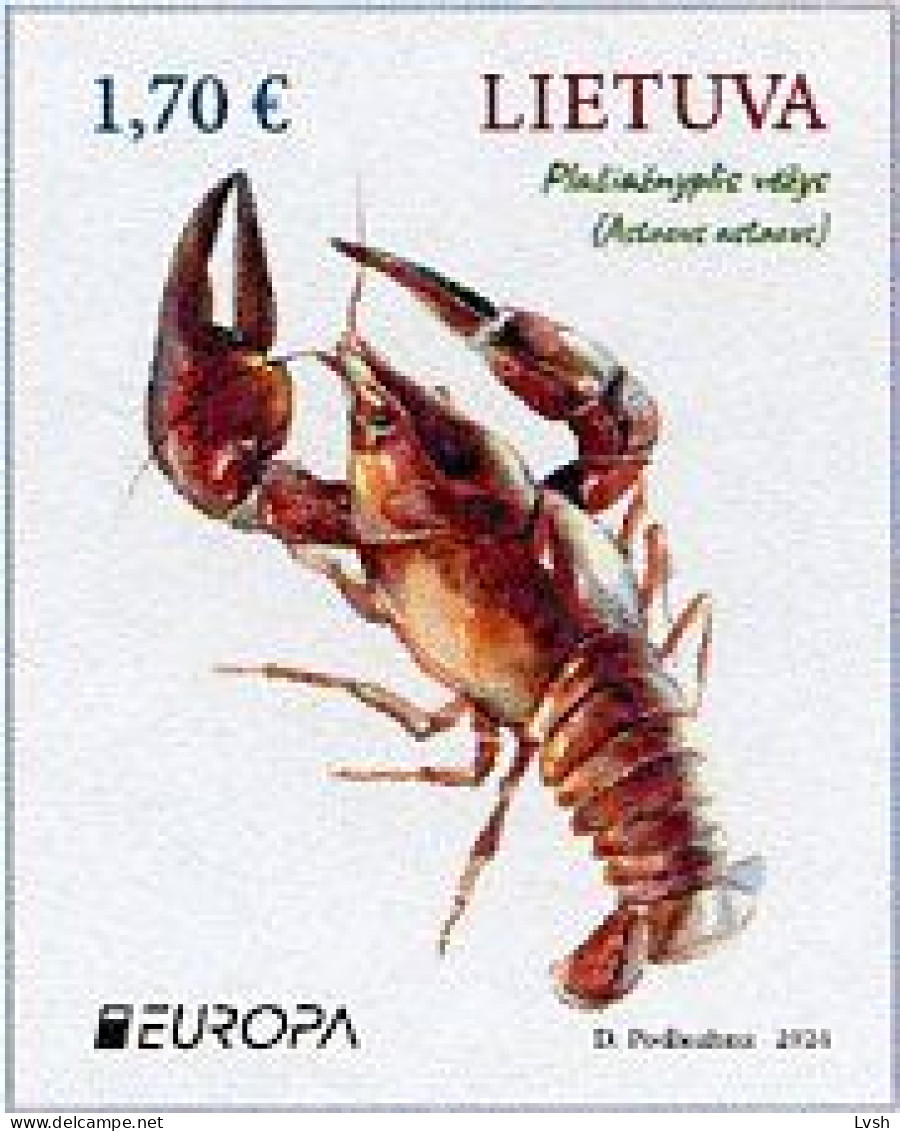 Lithuania.2024.Europa CEPT.Underwater Fauna And Flora.European Crayfish (Astacus Astacus) .1 V. ** . - Schalentiere