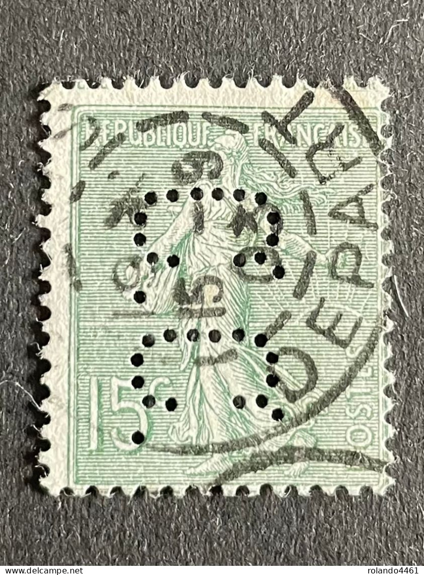 FRANCE C N° 130 Semeuse Ligné C.C. 56 Indice 5 Perforé Perforés Perfins Perfin  !! - Andere & Zonder Classificatie