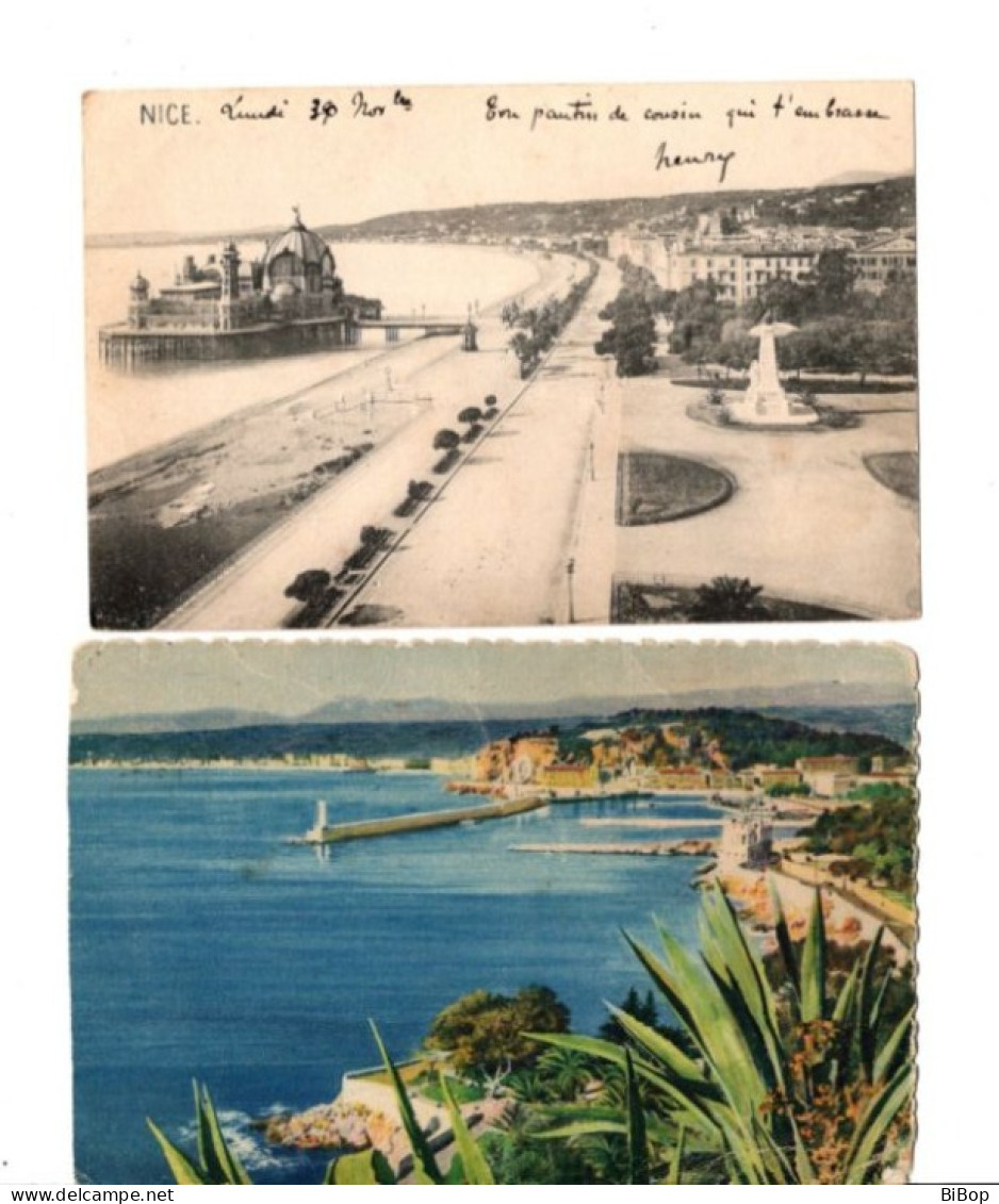 2 CP De NICE: Le Port - 1932 - La Prom. Et Le Palais De La Jetée - 1903 - Voyagé. - Parks, Gärten
