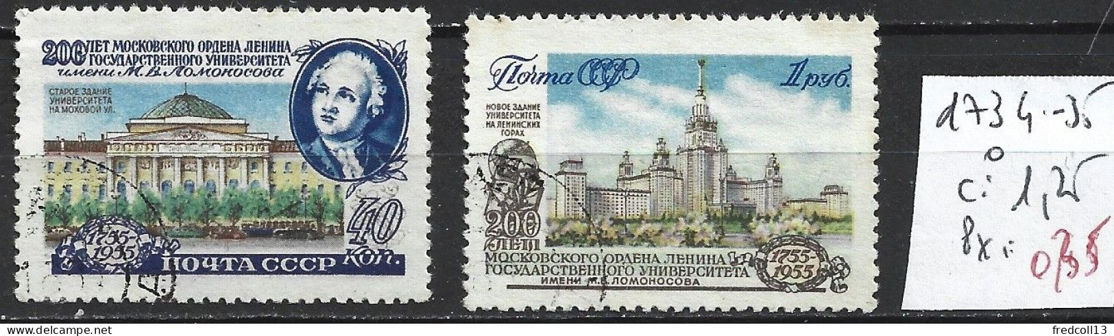 RUSSIE 1734-35 Oblitérés Côte 1.25 € - Usati