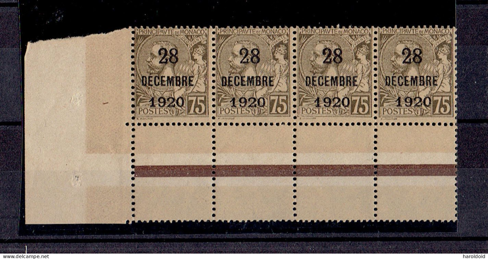 MONACO - N°49 ** - COIN DE FEUILLE - BLOC DE 4 - TTB - Ongebruikt