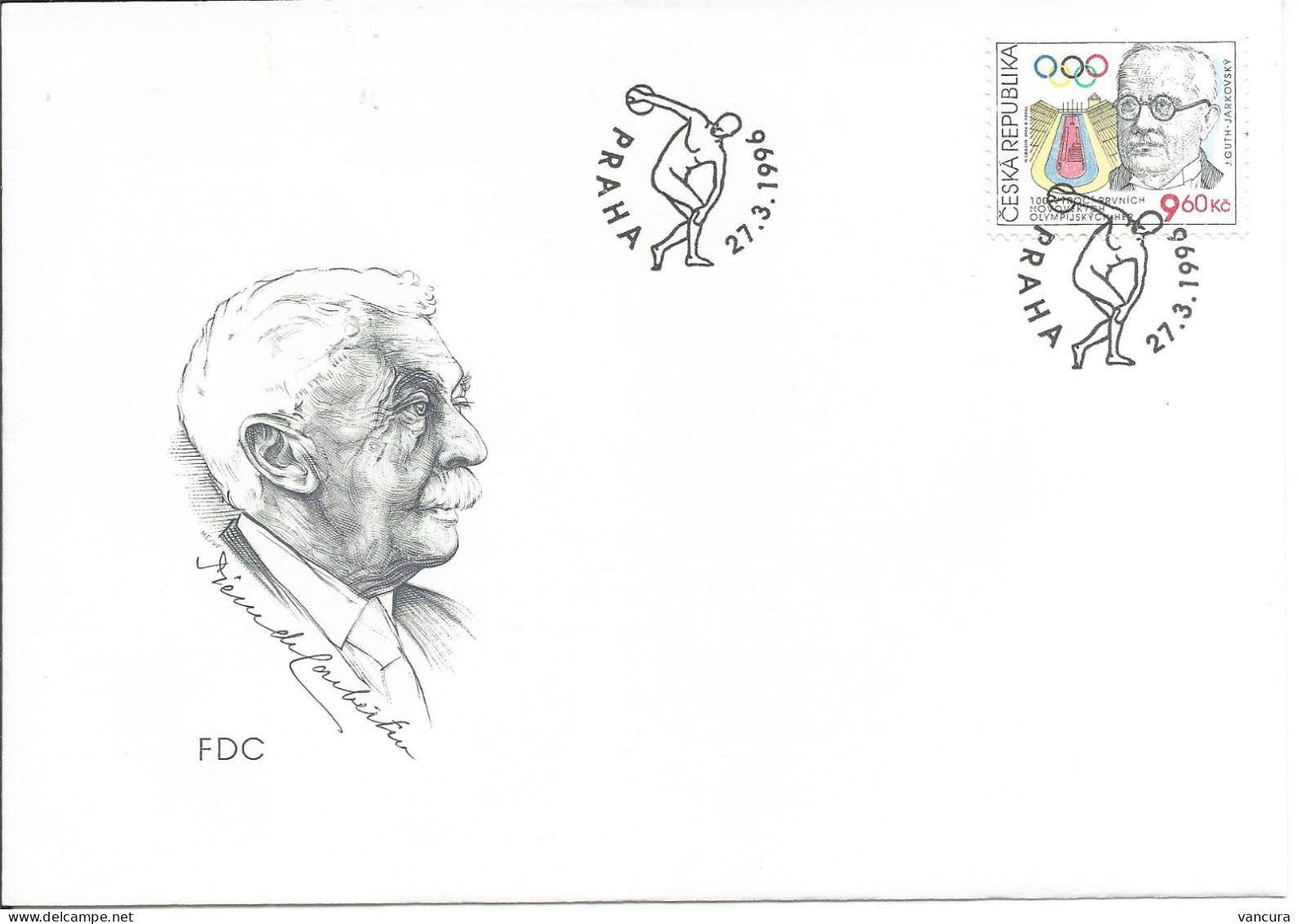 FDC 109 Czech Republic Centenary Of The New Age Olympic Games 1996 Pierre De Coubertin - Altri & Non Classificati