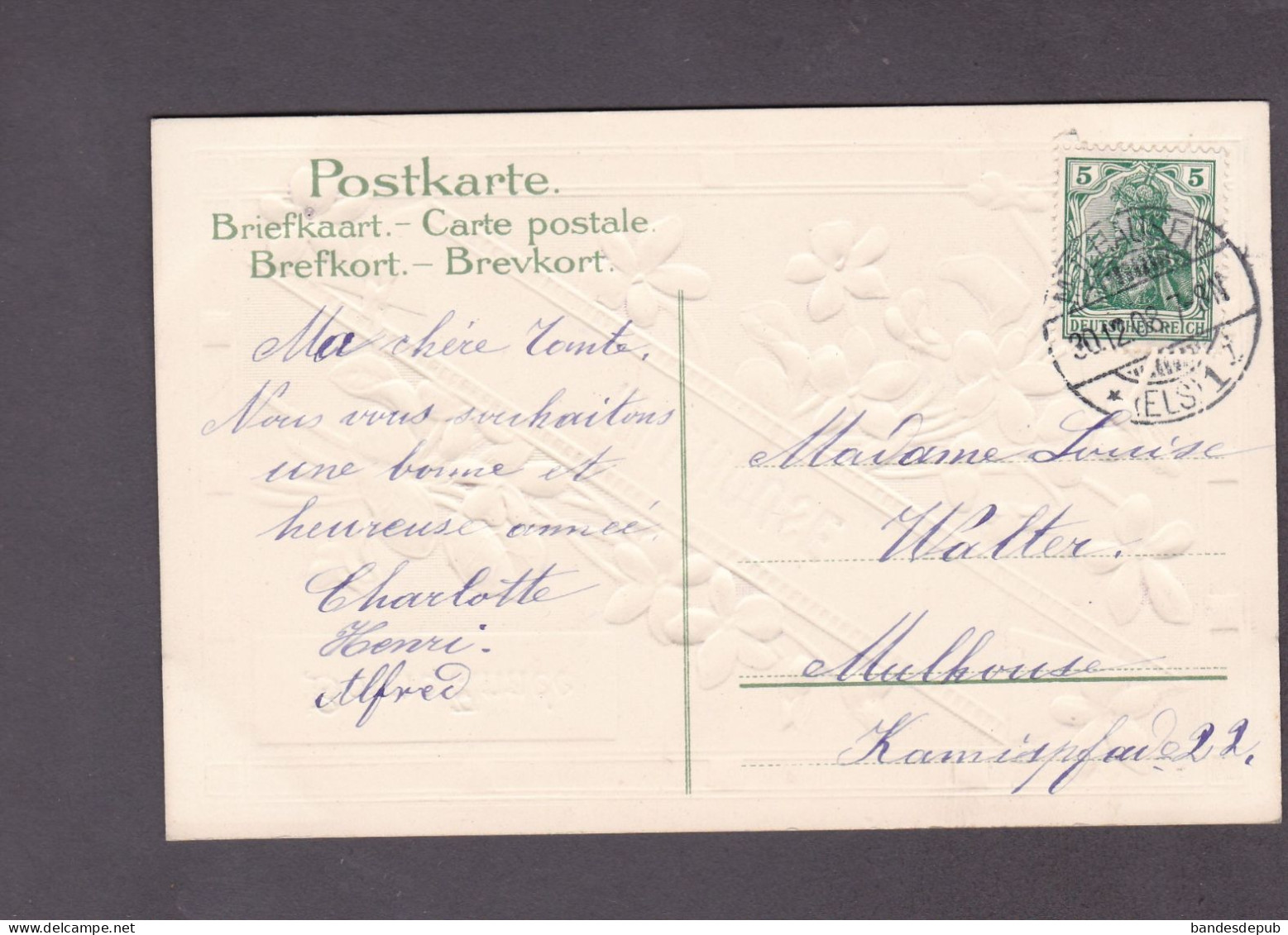 Vente Immediate Mulhouse Carte De Bonne Année Gaufrée Embossed Nouvel An ( 58916) - Mulhouse