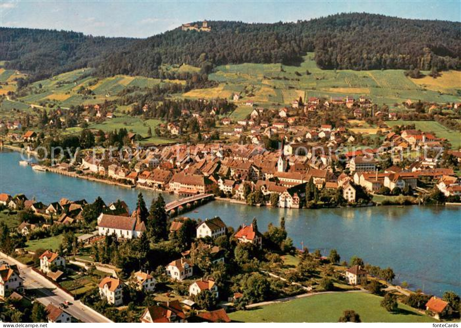 13635062 Stein Rhein Mit Schloss Hohenklingen Fliegeraufnahme Stein Rhein - Sonstige & Ohne Zuordnung