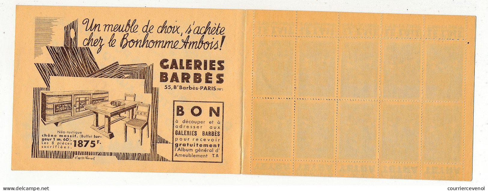 Carnet Anti-tuberculeux 1939 - 13ème Campagne - 2 Fr - 20 Timbres à 10c  - Pubs Sigrand, Cidre, Tissus Tetra, Lait... - Blocs & Carnets