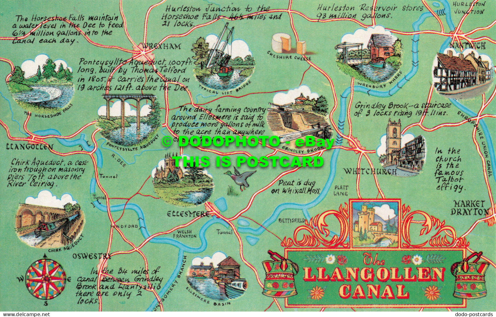 R520088 The Llangollen Canal. Map. Salmon - Welt