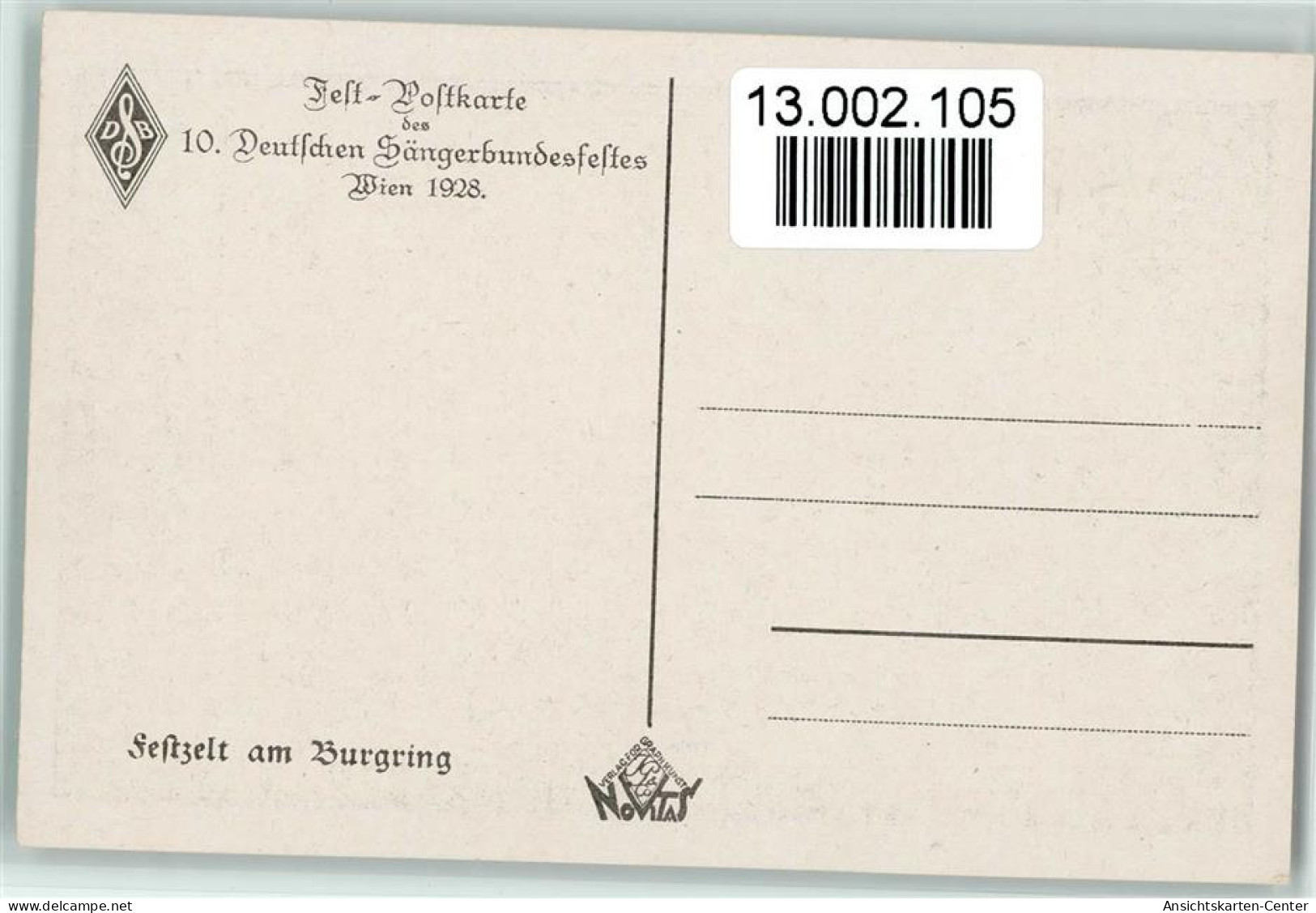 13002105 - Saengerfeste Wien 1928 - X. Dt. - Zangers En Musicus
