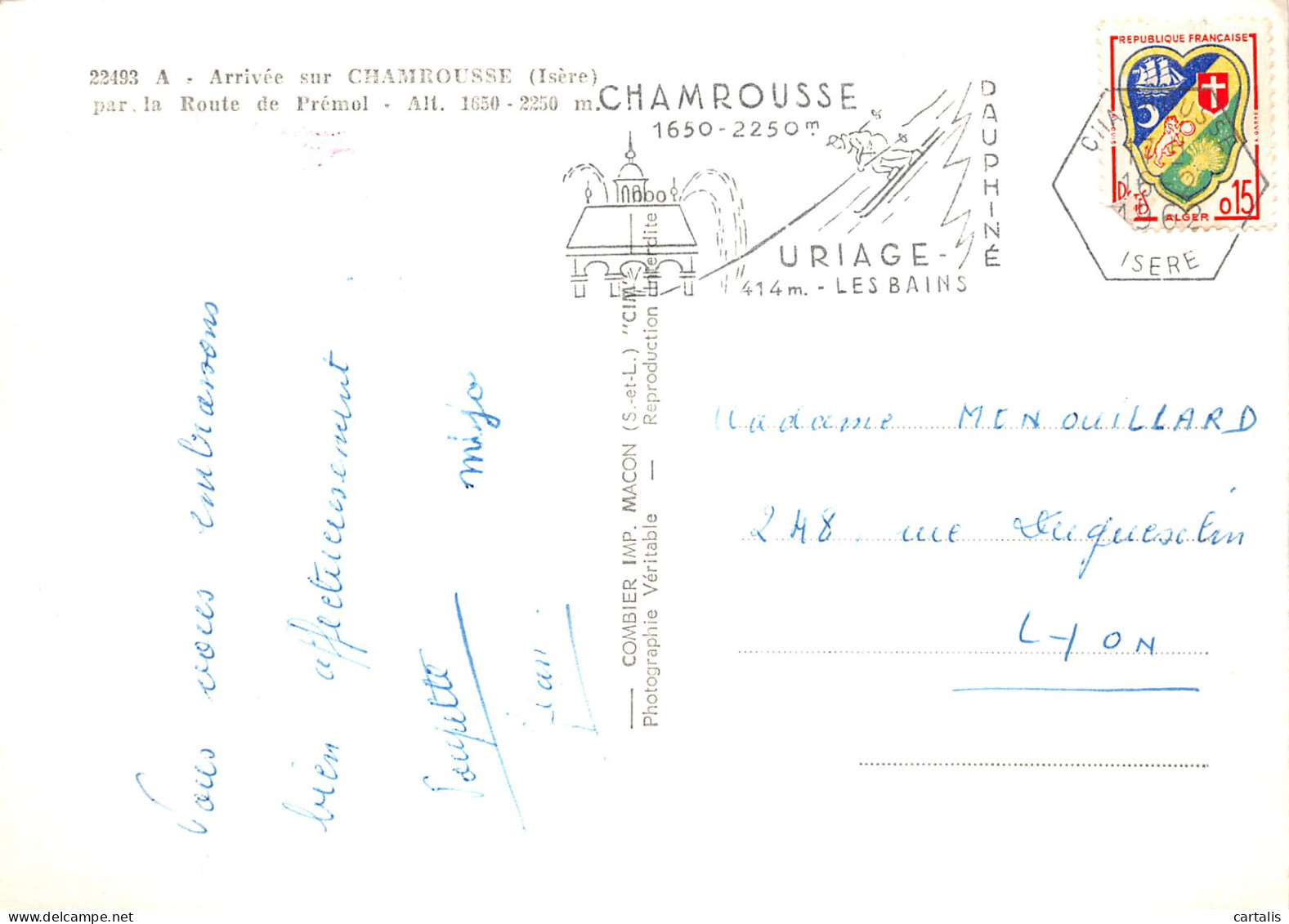 38-CHAMROUSSE L ARRIVEE PAR LA ROUTE DE PREMOL-N° 4404-D/0271 - Chamrousse