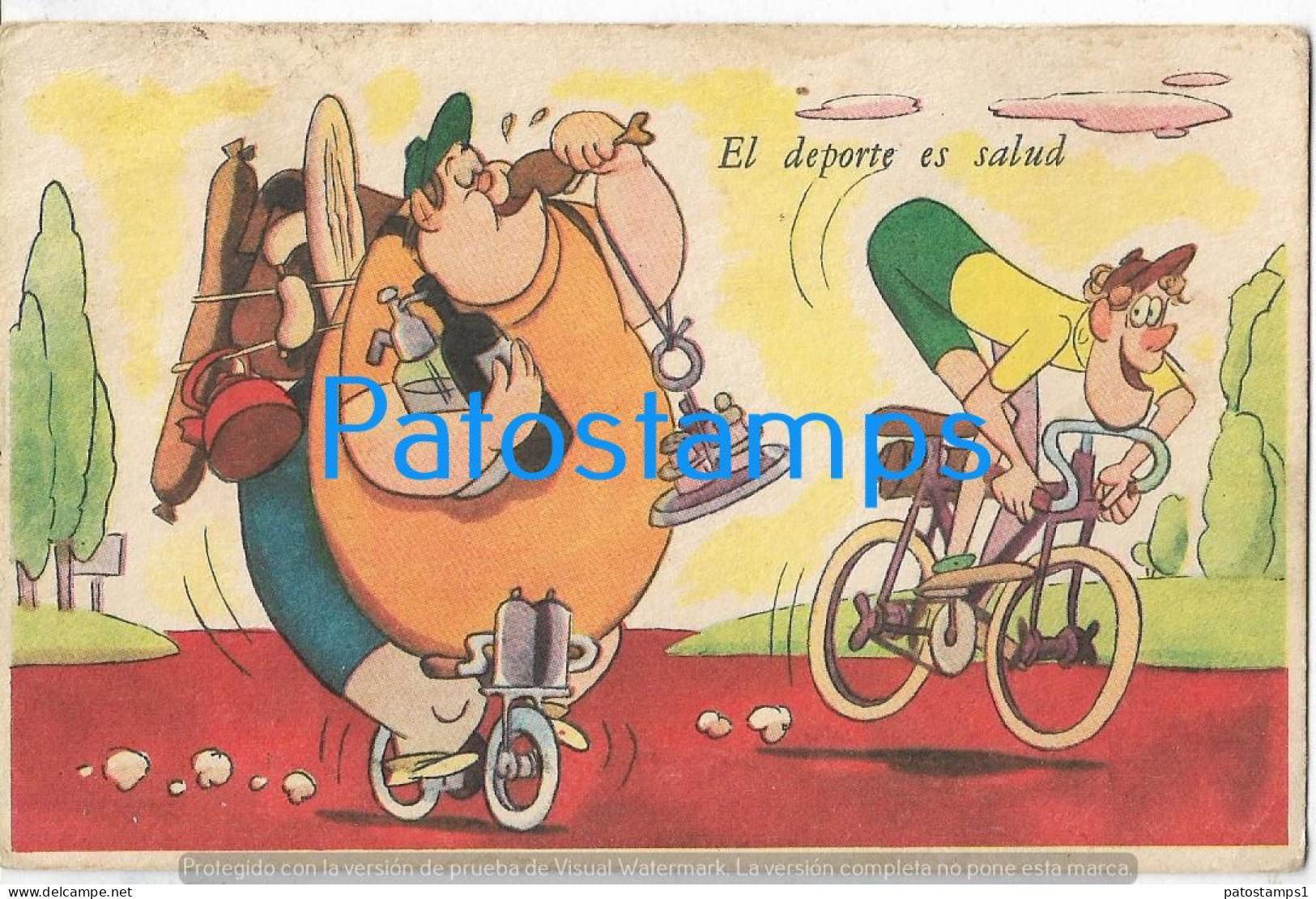 227743 ART ARTE HUMOR SPORTS CYCLING BIKE SPOTTED POSTAL POSTCARD - Unclassified