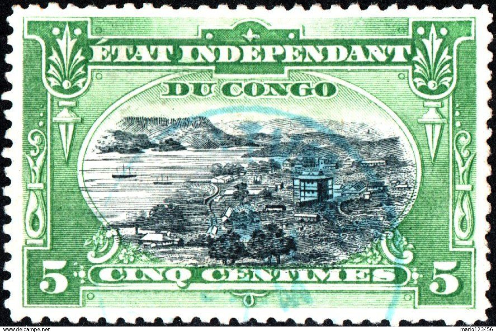 CONGO BELGA, BELGIAN CONGO, PAESAGGI, LANDSCAPE, 1900, USATI Mi:CD-FS 26, Scott:CD-FS 16, Yt:CD-FS 16 - Used Stamps