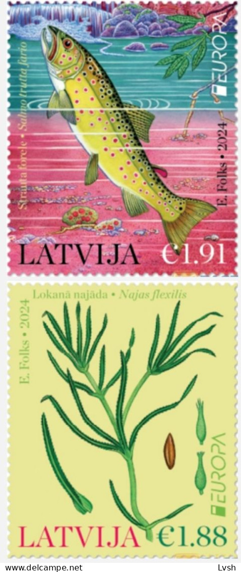 Latvia.2024.Europa CEPT.Underwater Fauna And Flora.2 V. ** . - Maritiem Leven