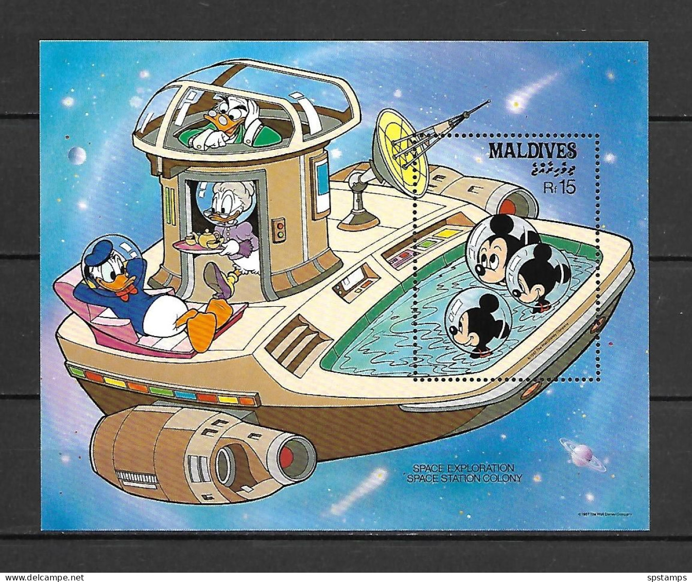 Disney Maldives 1988 Space Exploration - Space Station Colony MNH - Disney