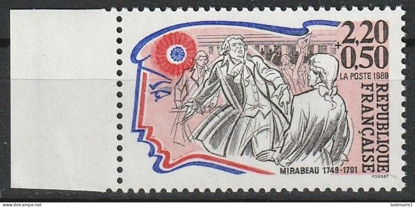 Personnages Célèbres, La Révolution Française. Mirabeau 1989 Timbre Neuf** Avec Bord De Feuille N° 2565 - Neufs