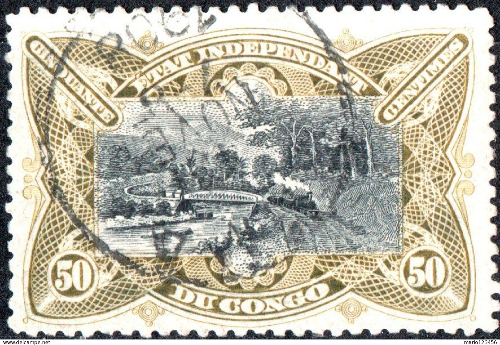 CONGO BELGA, BELGIAN CONGO, PAESAGGI, LANDSCAPE, 1900, USATI Mi:CD-FS 29, Scott:CD-FS 23, Yt:CD-FS 25 - Ongebruikt