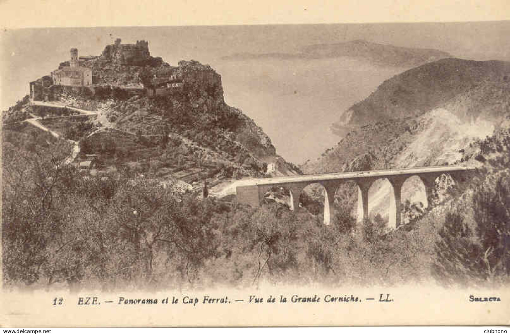 CPA -EZE - PANORAMA ET LE CAP FERRAT - VUE DE LA GRANDE CORNICHE (IMPECCABLE) - Eze