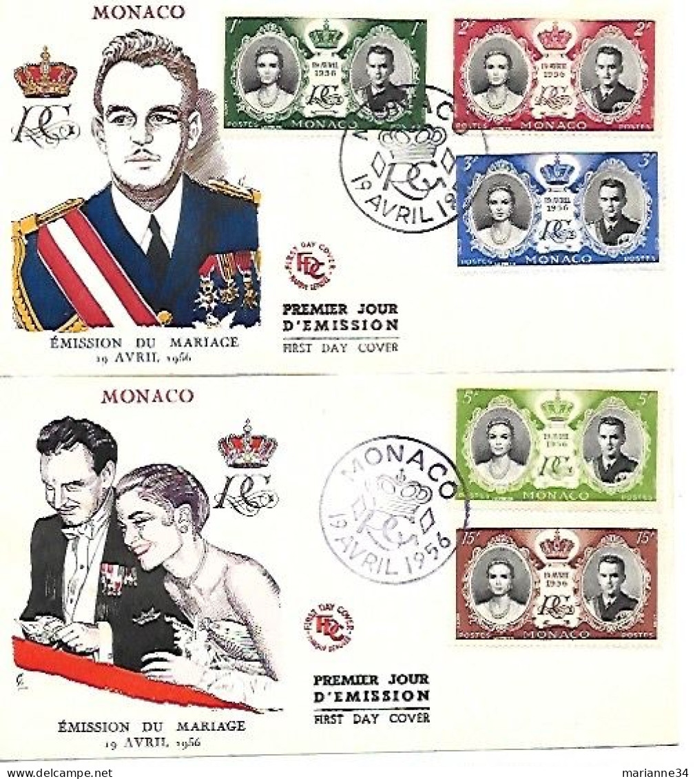 Monaco -FDC -1956 - Mariage Princier - 2 Enveloppes - FDC