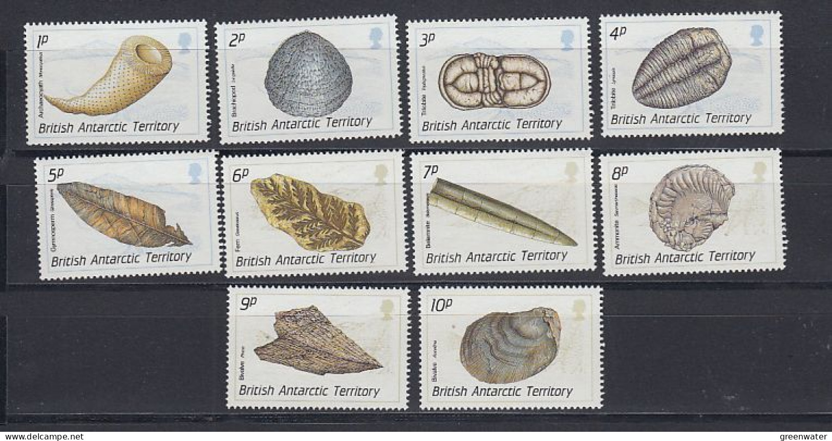 British Antarctic Territory (BAT) 1990 Definitives / Fossils 10v Lowest Values  ** Mnh (59673) - Nuovi