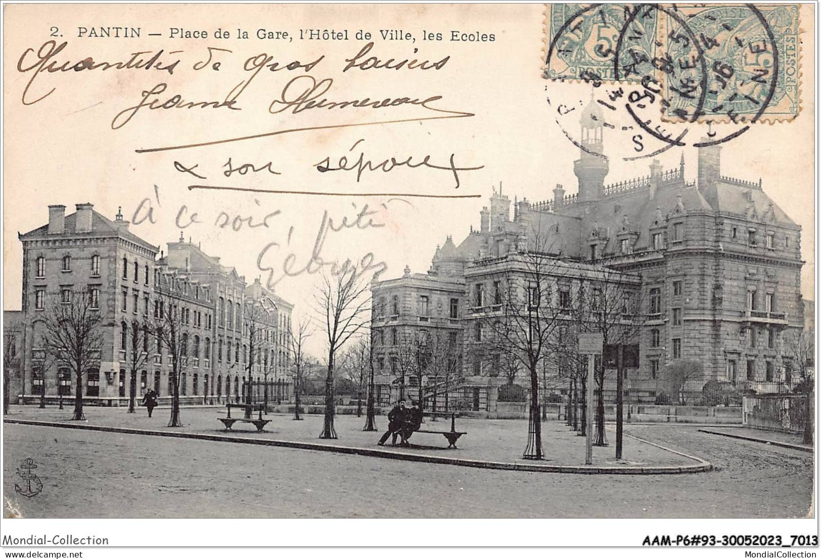 AAMP6-93-0509 - PANTIN - Place De La Gare - L'hotel De Ville - Les Ecoles - Pantin