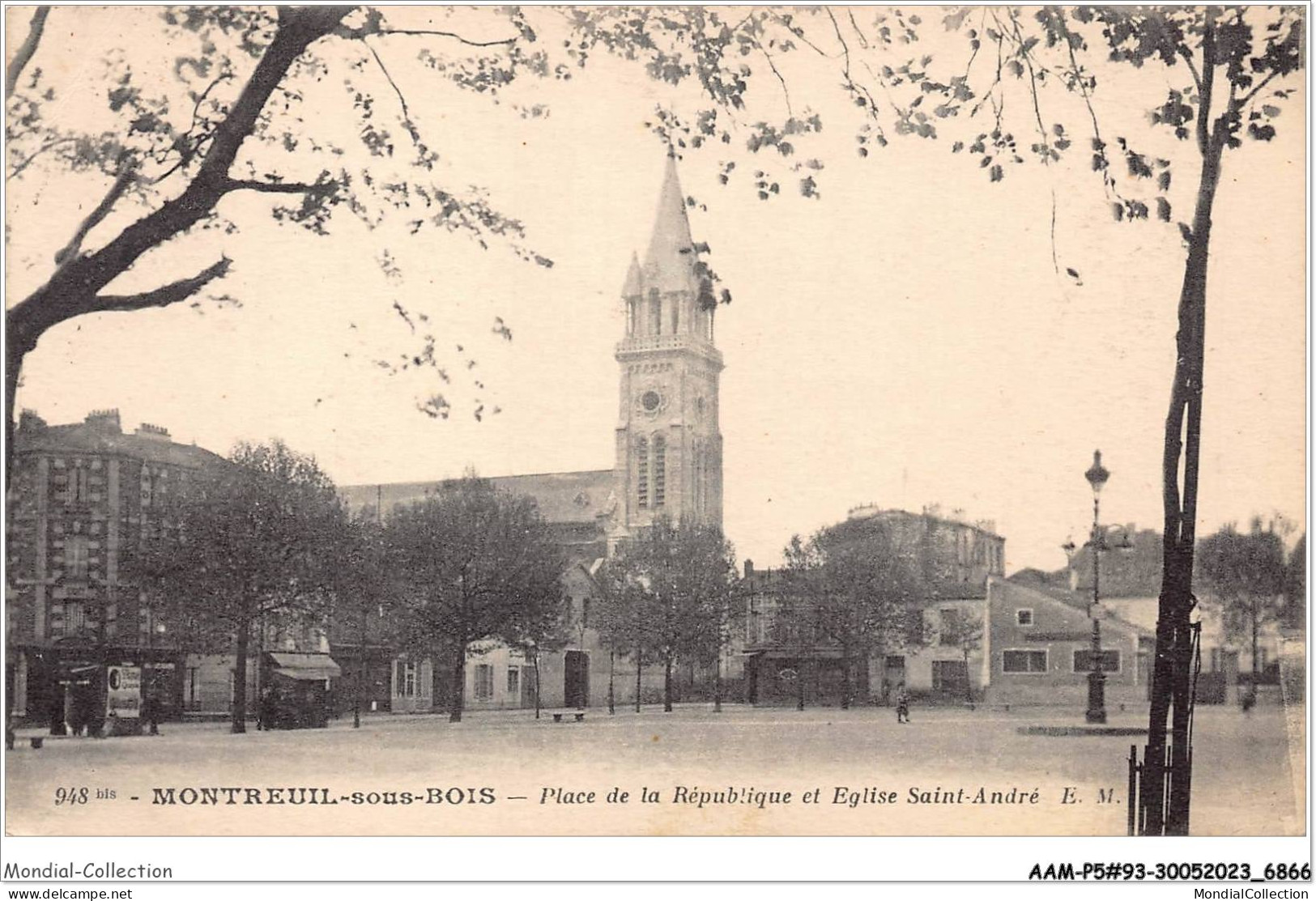 AAMP5-93-0434 - MONTREUIL-SOUS-BOIS -place De La Republique Et Eglise Saint Andre - Montreuil