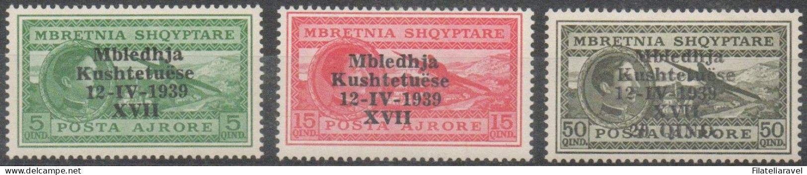 OCC. ITALIANE : ALBANIA 1942, III Ann.dell'unione Italo-albanese, Catalogo Sassone Posta Aerea 1/3. - Albania