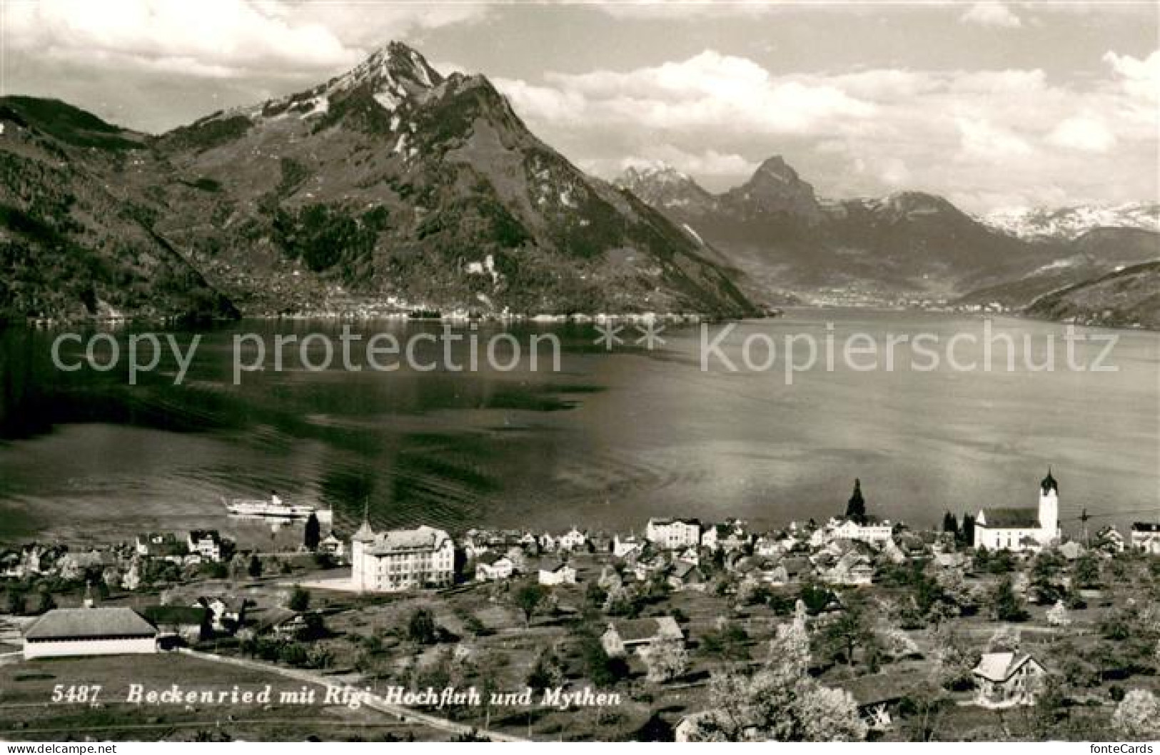 13628333 Beckenried Panorama Vierwaldstaettersee Rigi Hochfluh Und Mythen Becken - Autres & Non Classés