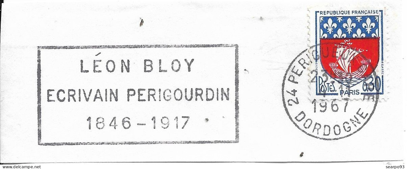 FRANCE. POSTMARK. WRITER LEON BLOY. PERIGUEUX. 1967 - 1961-....