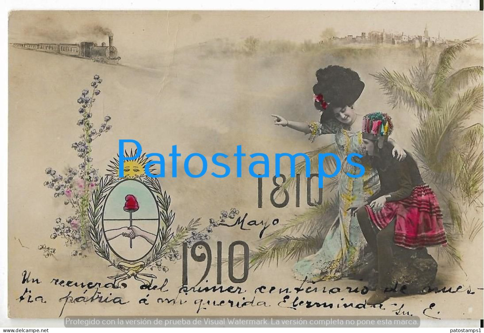 227749 ARGENTINA CENTENARY PATRIOTIC HERALDRY & COUPLE POSTCARD - Argentinien