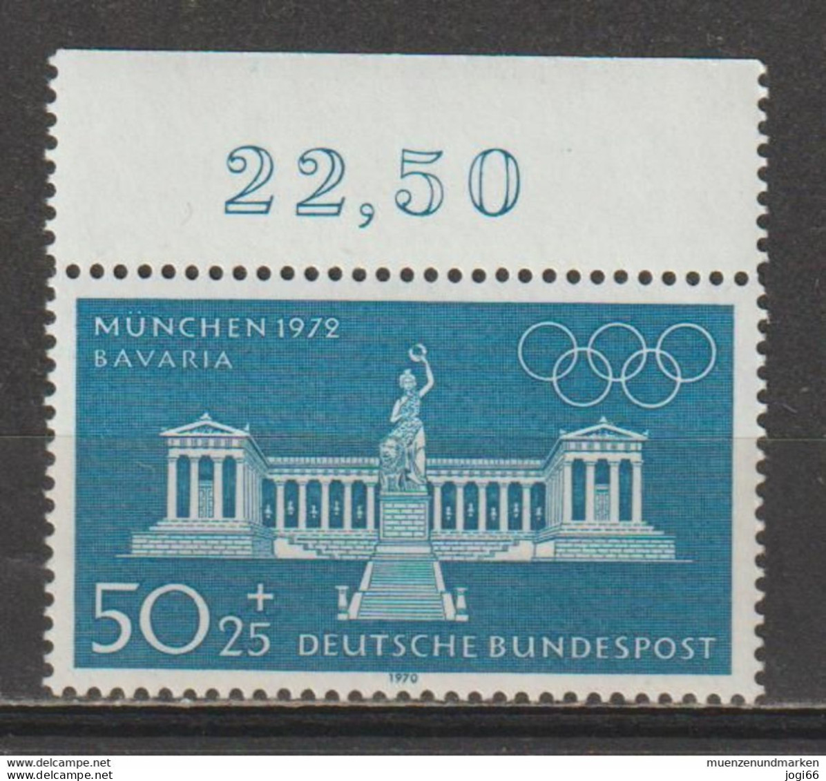 Bund Michel 627 Olympische Sommerspiele 1972 In München , Bavaria Und Ruhmeshalle ** Mit Oberrand - Neufs