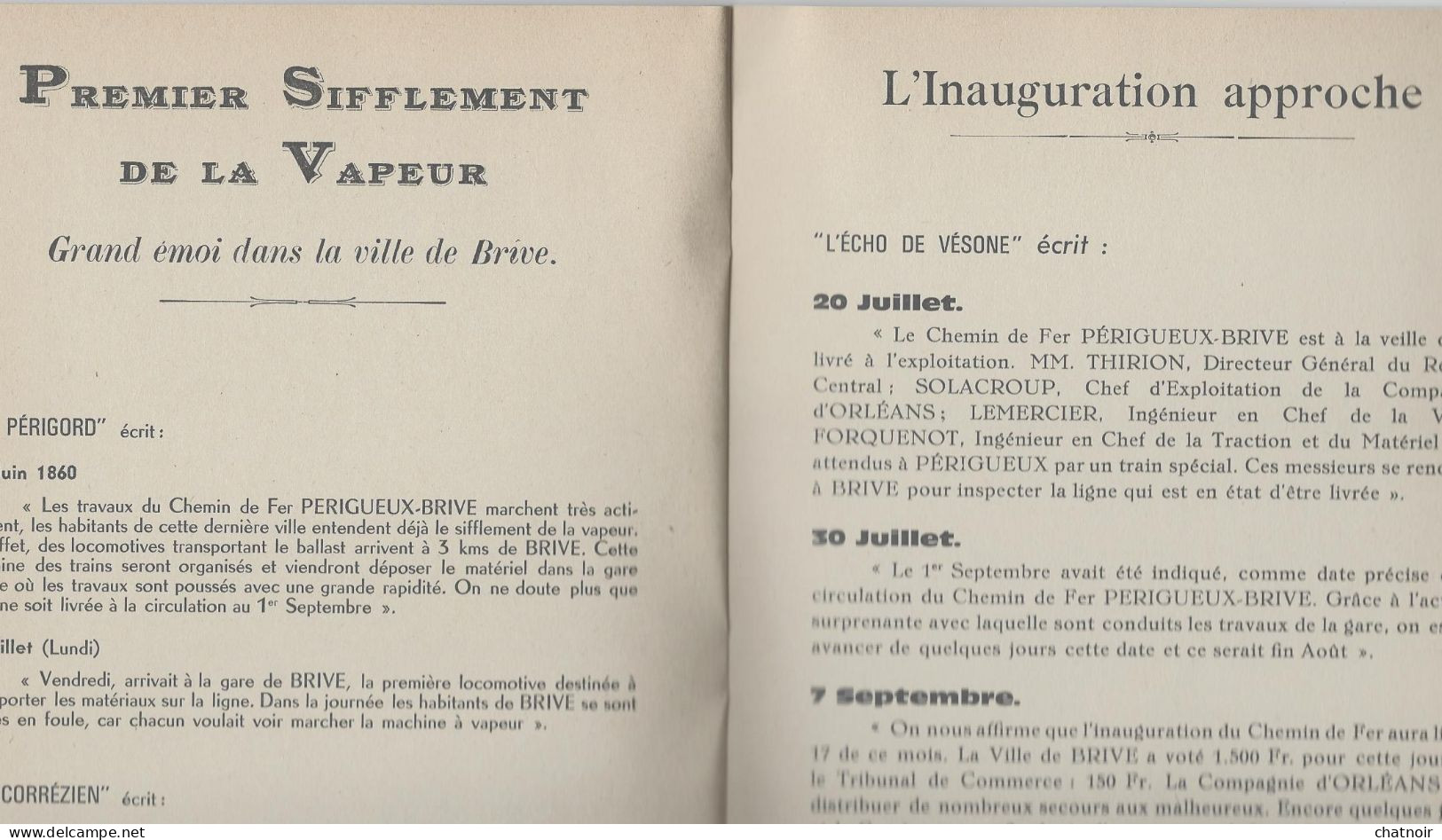 Doc De 40 Pages  BRIVE LA GAILLARDE Centenaire  De L'inauguration Du Chemin De Fer  1960 + Oblitération Temporaire - Strade Ferrate