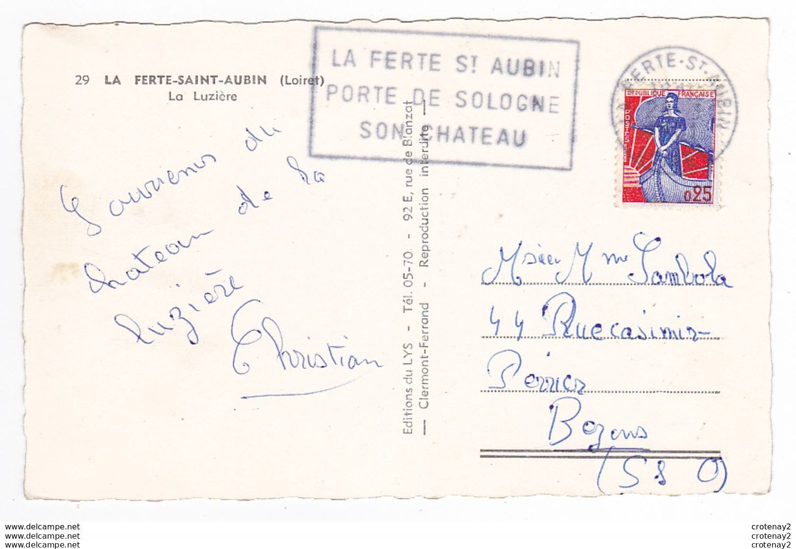 45 LA FERTE SAINT AUBIN N°29 La LUZIERE Colonie De Vacances BEZONS VOIR DOS - La Ferte Saint Aubin