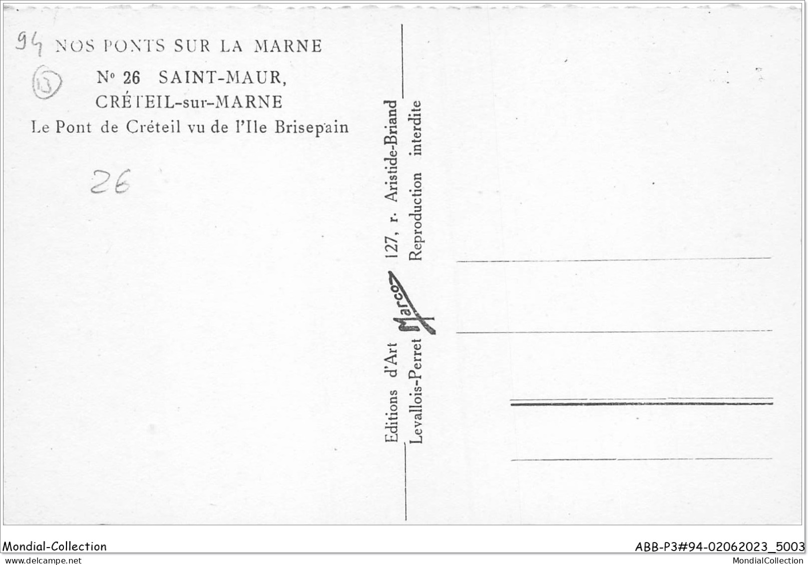 ABBP3-94-0269 - SAINT-MAUR - CRETEIL-sur-marne - Le Pont De CRETEIL - Vu De L'ile Brisepain - Saint Maur Des Fosses