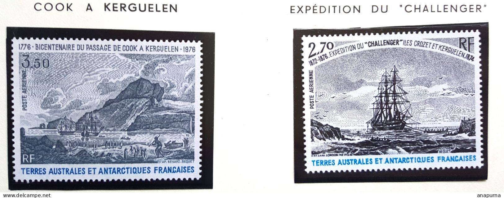 2 TIMBRES TAAF PA 47+53 Bicentenaire Du Passage De Cook à Kerguelen Expéditions Du "Challenger" Aux Iles Crozet - Unused Stamps