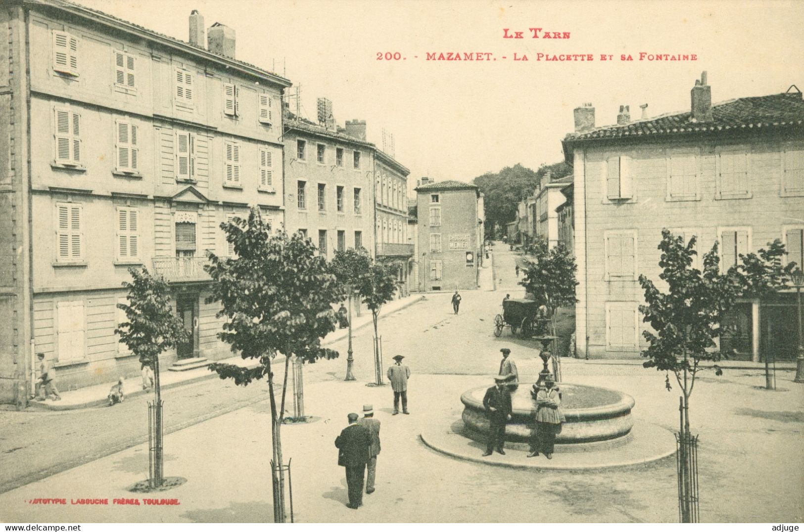 CPA- MAZAMET- MAZAMET- La Placette Et Sa Fontaine *Phototypie Labouche N° 200 *1918 Franchise Militaire*SUP***** - Mazamet