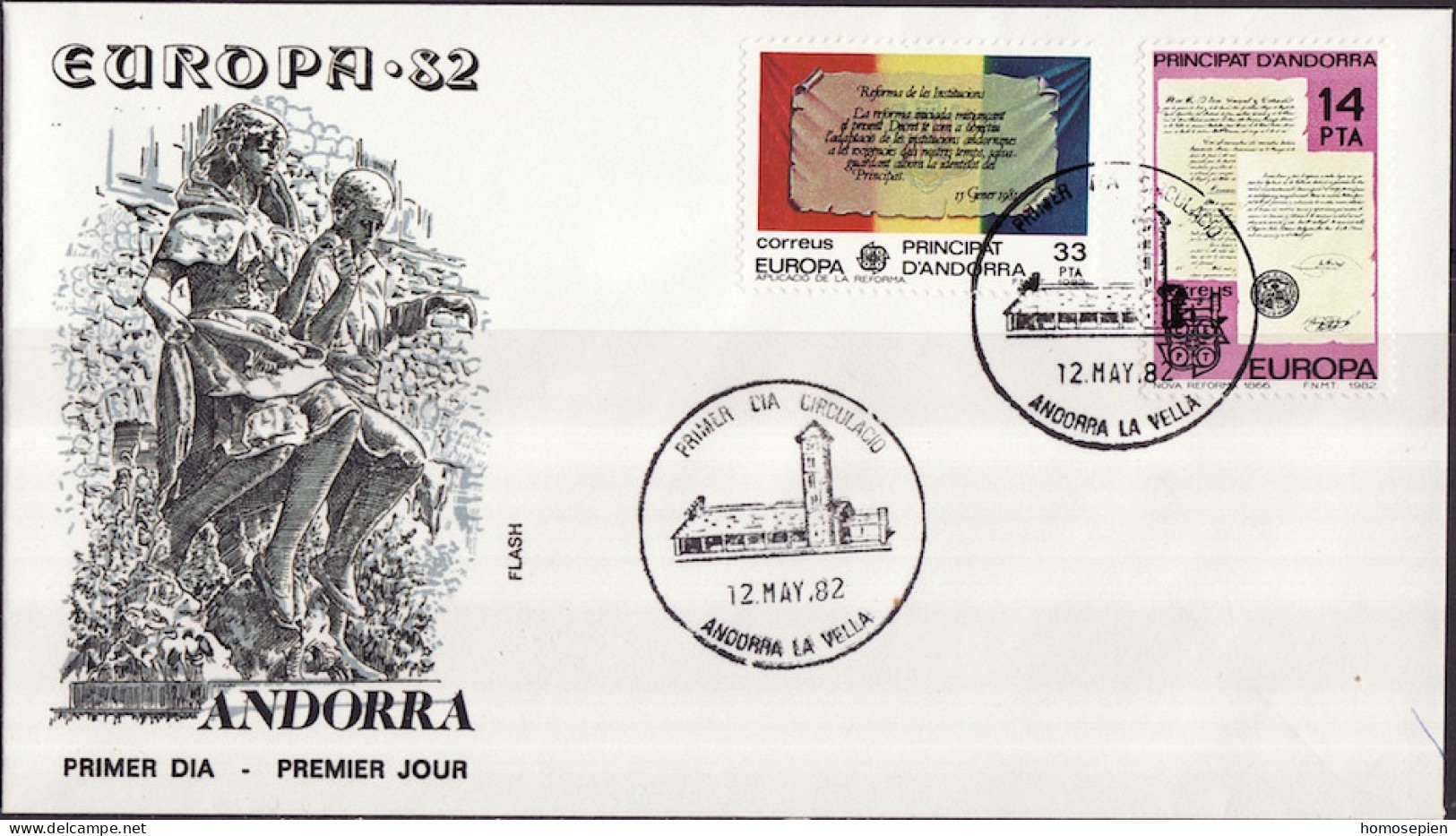 Europa CEPT 1982 Andorre Espagnol - Andorra FDC2 Y&T N°146 à 147 - Michel N°153 à 154 - 1982