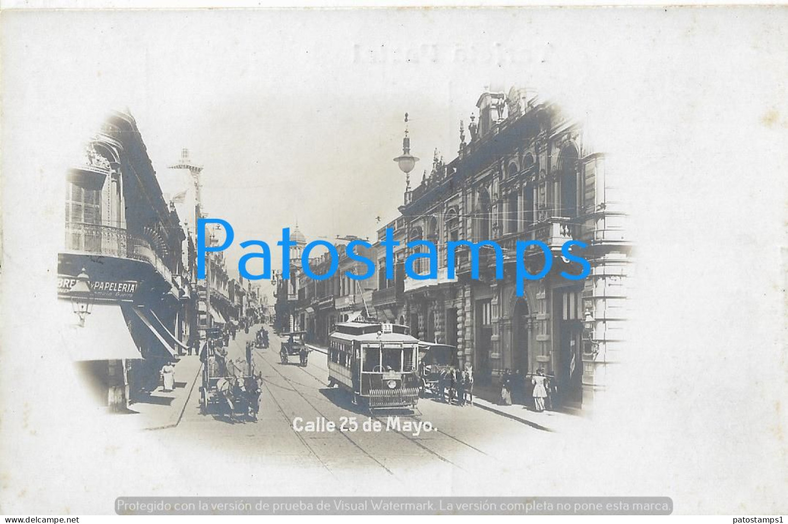 227751 ARGENTINA STREET CALLE 25 DE MAYO & TRANVIA TRAMWAY POSTAL POSTCARD - Uruguay