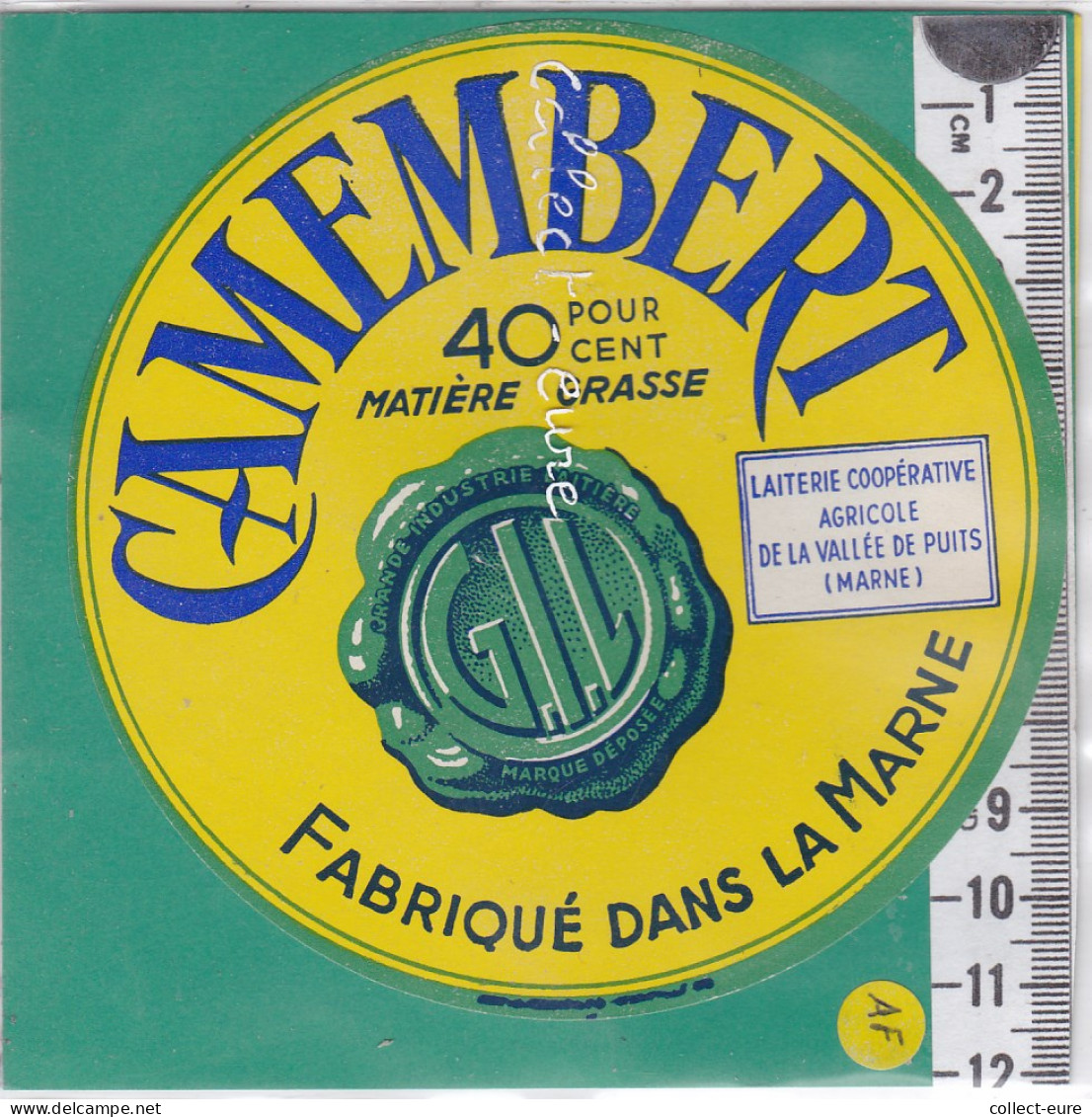 C1189 FROMAGE  CAMEMBERT VALLEE DE PUITS G. I. L.  MARNE 40 % - Fromage