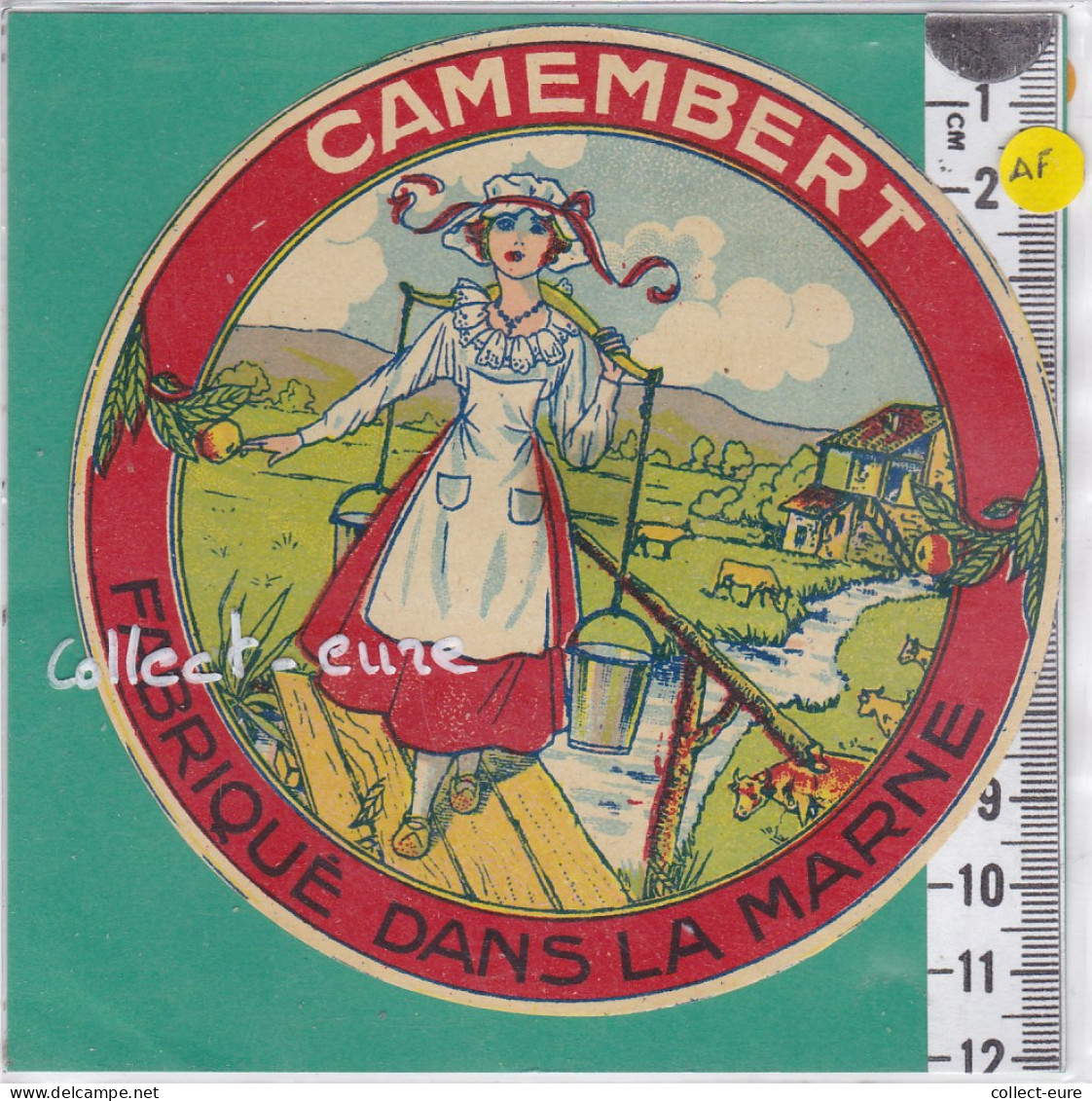 C1191 FROMAGE  CAMEMBERT  MARNE FEMME CARCAN  MOULIN A EAU  ?? RIVIERE - Quesos