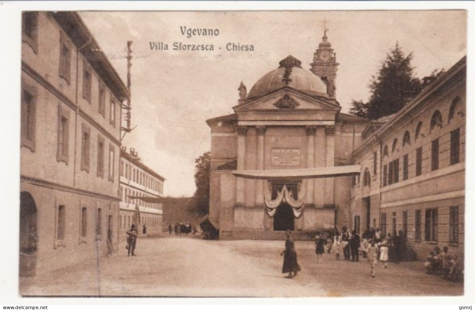 Cartolina - Vigevano - Villa Sforzesca - Chiesa - Pavia. - Vigevano