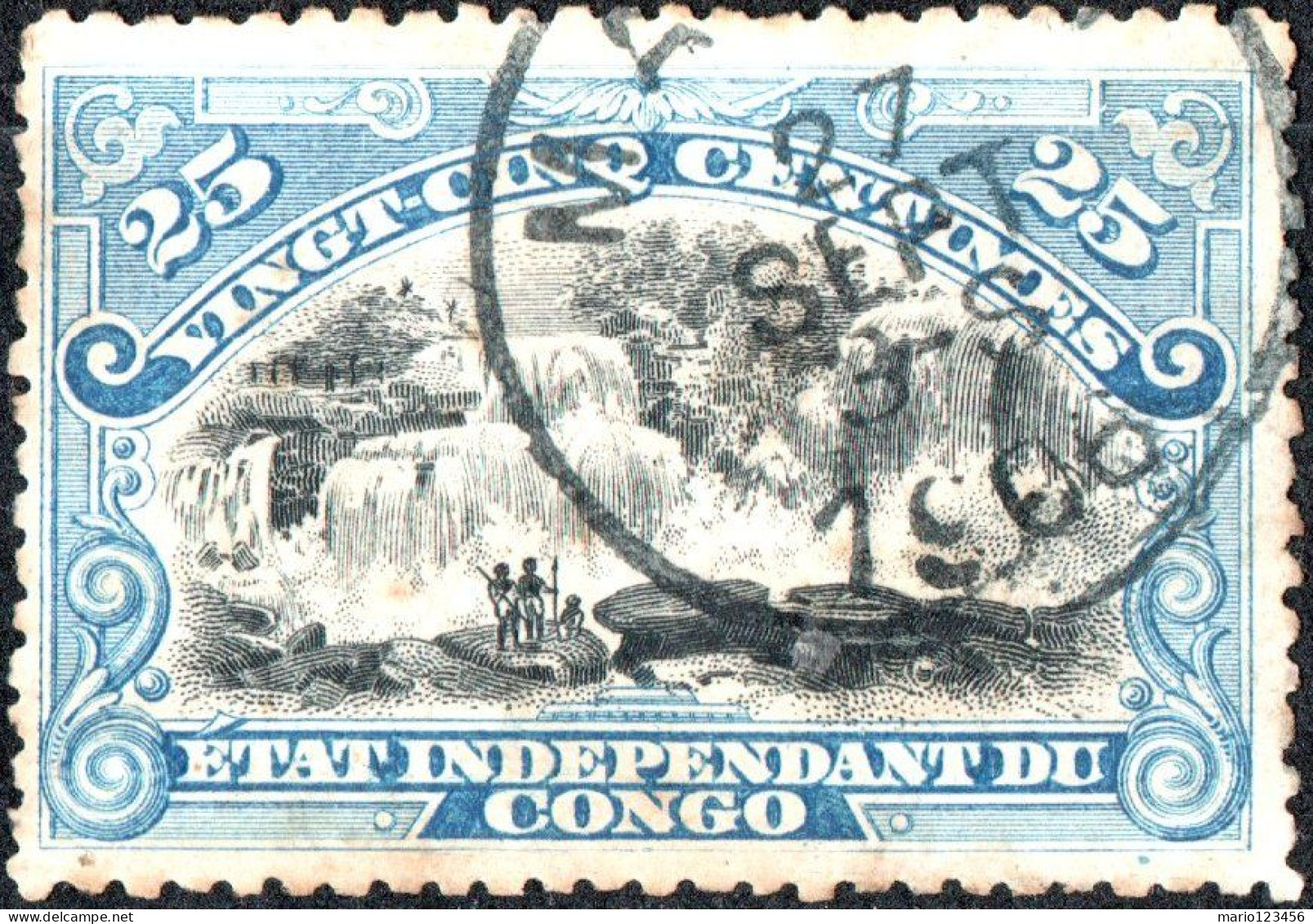 CONGO BELGA, BELGIAN CONGO, PAESAGGI, LANDSCAPE, 1900, USATI Mi:CD-FS 28I, Scott:CD-FS 21, Yt:CD-FS 22 - Gebraucht