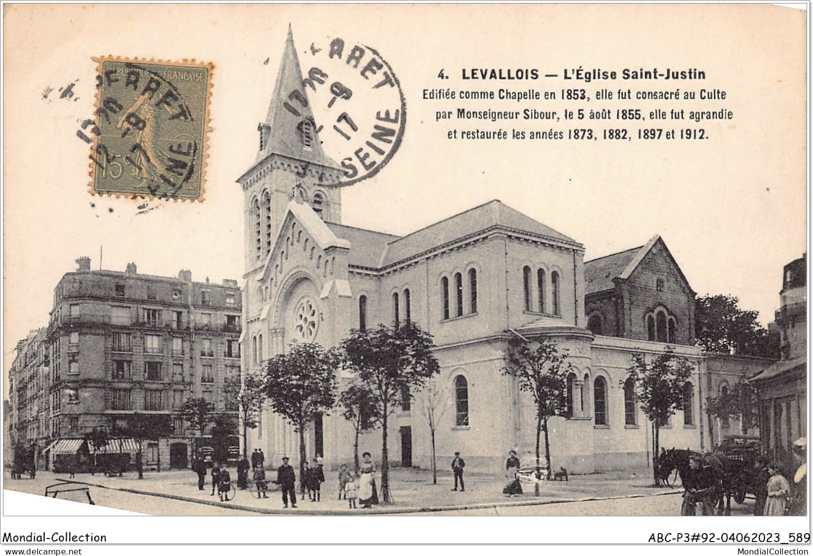 ABCP3-92-0271 - LEVALLOIS - L'Eglise Saint-Justin - Levallois Perret