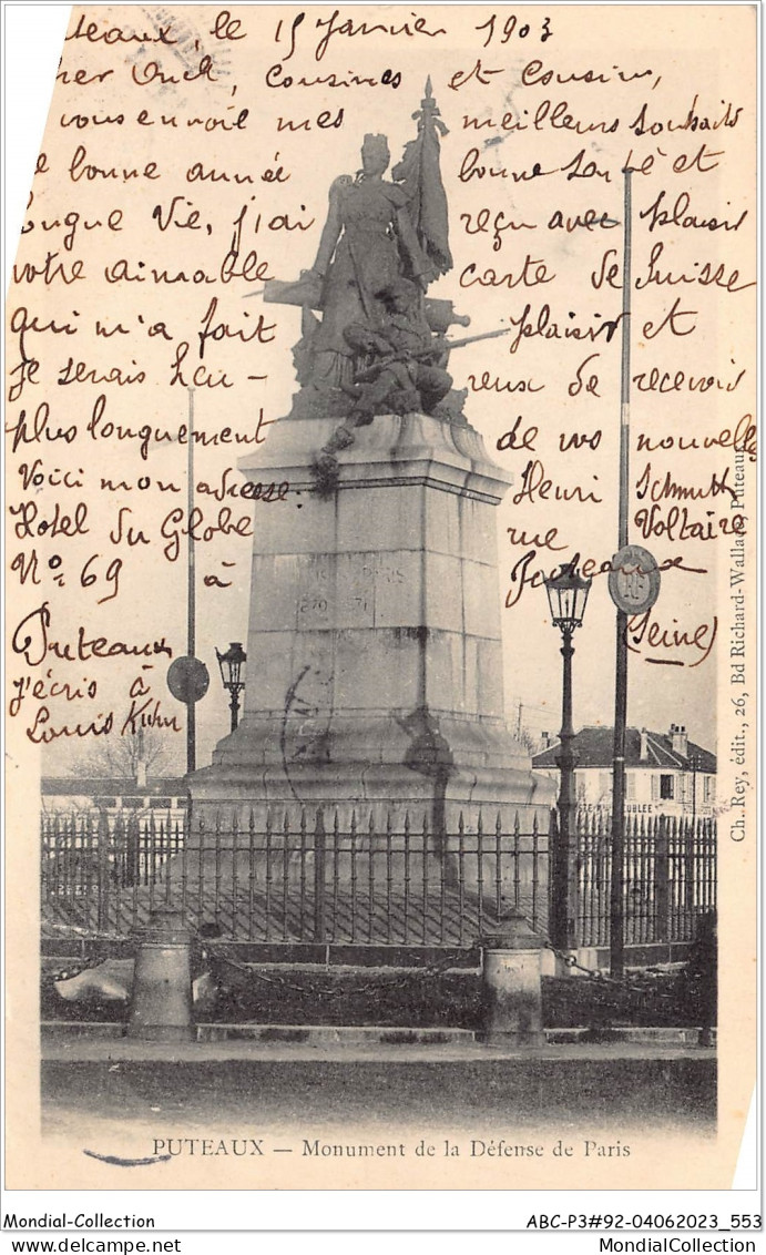 ABCP3-92-0253 - PUTEAUX - Monument De La Défense De Paris - Puteaux